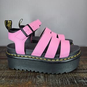NEW Dr Doc Martens Blaire Quad Womens Size 8 Platform Sandals Pink Leather Shoes